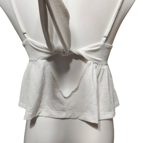 Zara Trafaluc white summer top tie back spaghetti strap top small - Picture 4 of 6